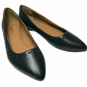 Frye & Co Black Erin Stitch Leather Point Toe Flats Size 9